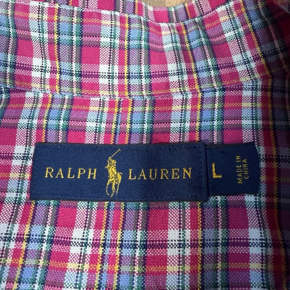 Polo Ralph Lauren Shirt Mens Large Pink Button Down Easter Spring Oxford Plaid - Picture 4 of 6